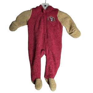 NFL Team Apparel SF 49ers Baby Fleece Bunting Hooded One Piece 3-6M